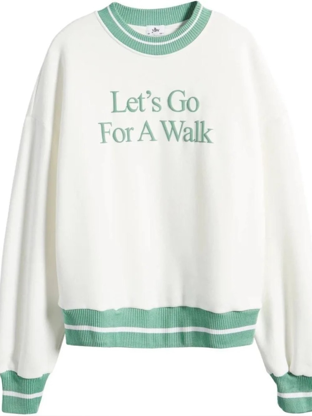 YLLW Let’s Go For A Walk White & Mint Crewneck